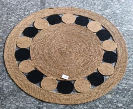 Alfombra yute Bicolor negro