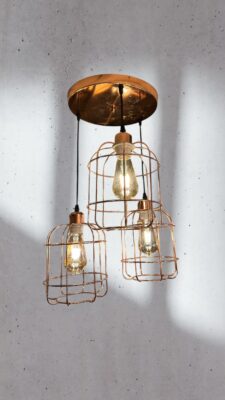 LÁMPARA ROSE GOLD CORVEN TRIPLE