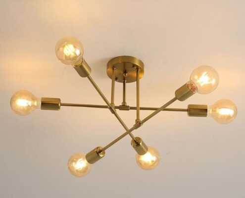 LÁMPARA NÓRDICA DORADA 6 luces